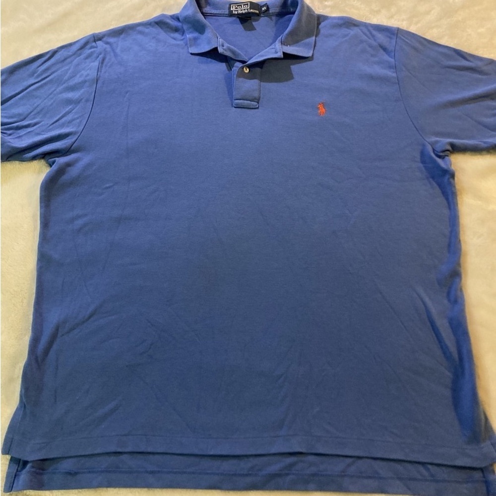 Polo by Ralph Lauren Men's Blue Polo Shirt Red Pony Slit on sides Large - Picture 3 of 8